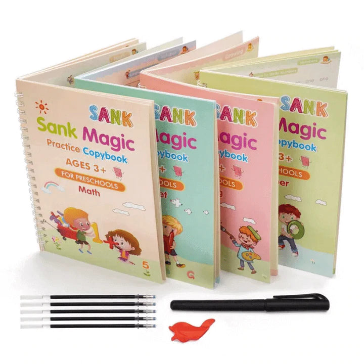 Magic Practice Copybook For Kids (Set Of 4 With Free Pen)